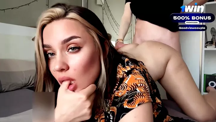 Luxury Girl seduces stepsis after breakup with boyfriend - POV blowjob and ass play